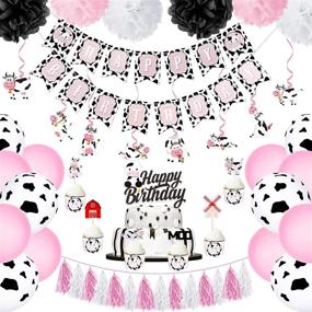 img 4 attached to 🐄 Cow Themed Party Decorations Supplies for a Happy Birthday: Banner, Garland, Cake Toppers, Balloons, Hanging Swirls, Flower Balls - Perfect for Birthday Party and Baby Shower!