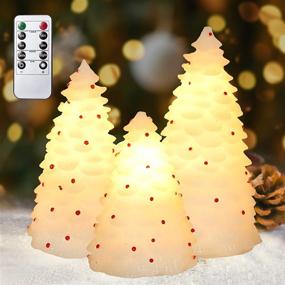 img 4 attached to CHERIMENT Handmade Carved Christmas Tree LED Candles