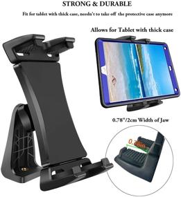 img 3 attached to 📱 360 Degree Rotatable Universal Clamp Holder with Bluetooth Remote for iPad Pro 12.9 11 10.5, iPad Air Mini, Surface Tab, Galaxy Tab and 3.5 to 13.5in Phone Tablets - iPad Tablet Tripod Mount Adapter