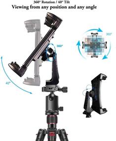 img 2 attached to 📱 360 Degree Rotatable Universal Clamp Holder with Bluetooth Remote for iPad Pro 12.9 11 10.5, iPad Air Mini, Surface Tab, Galaxy Tab and 3.5 to 13.5in Phone Tablets - iPad Tablet Tripod Mount Adapter