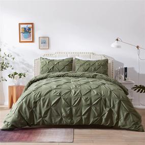 img 2 attached to 🛏️ Nexhome Pintuck Olive Green Twin Comforter Set - Soft Pinch Pleat Microfiber, Lightweight Down Alternative, All Season Bedding - 2 Piece Comforters & Sets (Includes 1 Comforter and 1 Pillow Sham)