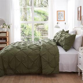 img 1 attached to 🛏️ Nexhome Pintuck Olive Green Twin Comforter Set - Soft Pinch Pleat Microfiber, Lightweight Down Alternative, All Season Bedding - 2 Piece Comforters & Sets (Includes 1 Comforter and 1 Pillow Sham)