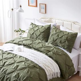 img 3 attached to 🛏️ Nexhome Pintuck Olive Green Twin Comforter Set - Soft Pinch Pleat Microfiber, Lightweight Down Alternative, All Season Bedding - 2 Piece Comforters & Sets (Includes 1 Comforter and 1 Pillow Sham)