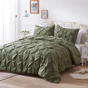 img 4 attached to 🛏️ Nexhome Pintuck Olive Green Twin Comforter Set - Soft Pinch Pleat Microfiber, Lightweight Down Alternative, All Season Bedding - 2 Piece Comforters & Sets (Includes 1 Comforter and 1 Pillow Sham)