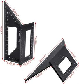 img 3 attached to 📏 OwnMy Set of 2 Saddle Layout Square Gauge for Woodworking, 45/45 Degree - 90/45 Degree Square Layout Miter Angle Measuring T Ruler, Black Aluminum Alloy 3D Miter Scriber Template Tool for Carpenter - Enhanced SEO