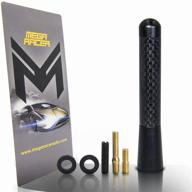mega racer 3" carbon fiber short automotive antenna: sleek black finish, copper coil, am fm compatible – ideal for car and truck vehicles (1 piece) logo