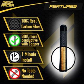 img 2 attached to Mega Racer 3" Carbon Fiber Short Automotive Antenna: Sleek Black Finish, Copper Coil, AM FM Compatible – Ideal for Car and Truck Vehicles (1 Piece)
