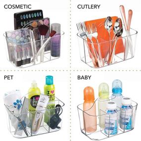 img 1 attached to 📦 mDesign Clear Plastic Craft Storage Organizer Caddy Tote - Divided Basket Bin with Handle for Crafts, Sewing, and Art Supplies - Holds Brushes and Colored Pencils - Lumiere Collection - 2 Pack