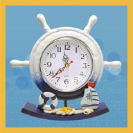 ⚓️ nautical clock by banberry designs - boat steering wheel clock with sailboat accents - decorative sailor clock for desktop logo