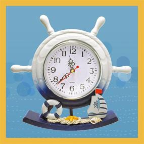 img 4 attached to ⚓️ Nautical Clock by BANBERRY DESIGNS - Boat Steering Wheel Clock with Sailboat Accents - Decorative Sailor Clock for Desktop