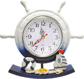 img 2 attached to ⚓️ Nautical Clock by BANBERRY DESIGNS - Boat Steering Wheel Clock with Sailboat Accents - Decorative Sailor Clock for Desktop