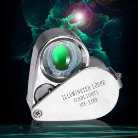 img 2 attached to 💎 30X LED Lighted Pocket Jewelers Eye Loupe - Foldable Jewelry Magnifier with Bright LED Light for Gems, Coins, Antiques, Stamps, Reading, Inspection & More - Silver Metal Body with Box