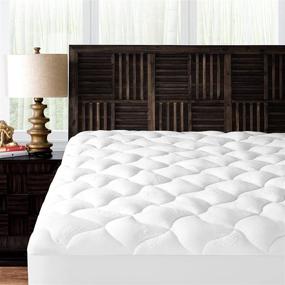 img 4 attached to 🛏️ Mandarin Home Collection King Size Ultra Soft Bamboo Rayon Plush Mattress Topper - Premium Mattress Pad