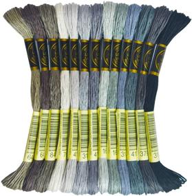 img 4 attached to 🧵 High-Quality Gradient Embroidery Floss - Cross Stitch Threads - Friendship Bracelets Floss - Crafts Floss - 13 Skeins Pack - Beaver Gray Color