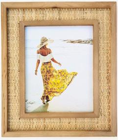 img 4 attached to 🖼️ Fairwood Way Rattan and Wood Picture Frame - Boho Coastal Beach Photo Frame (8x10) - Tabletop & Wall Mount