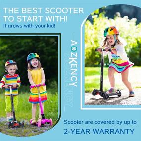 img 3 attached to 🛴 AOZKENCY 3-Wheel Kids Scooter: Pu Flashing Wheel Light Kick Scooter for 3-6-Year-Old Children - Adjustable Height, Wide Standing Board - Perfect Children's Outdoor Toy and Gift for Girls and Boys