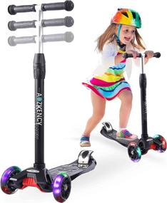 img 4 attached to 🛴 AOZKENCY 3-Wheel Kids Scooter: Pu Flashing Wheel Light Kick Scooter for 3-6-Year-Old Children - Adjustable Height, Wide Standing Board - Perfect Children's Outdoor Toy and Gift for Girls and Boys