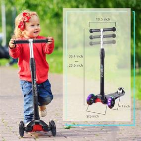 img 2 attached to 🛴 AOZKENCY 3-Wheel Kids Scooter: Pu Flashing Wheel Light Kick Scooter for 3-6-Year-Old Children - Adjustable Height, Wide Standing Board - Perfect Children's Outdoor Toy and Gift for Girls and Boys