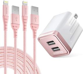 img 4 attached to 🔌 Серт. Apple MFi Зарядное устройство для iPhone - 2-пакета кабелей Overtime Lightning с двойным USB-адаптером для стены (Розовое золото/Розовое золото, 10 футов) - Совместимо с iPhone 11 Pro Max XS XR X 8 7 6S 6 Plus SE iPad - 2.4 АМП.