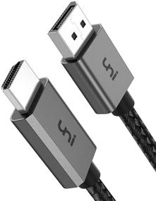 img 4 attached to 6.6ft Nylon Braided DisplayPort to HDMI Cable (4K UHD) - uni Directional DP 🔌 to HDMI Cord with Aluminum Shell | Compatible with HP, DELL, GPU, AMD, NVIDIA and More