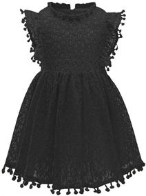 img 3 attached to 👗 Csbks Girls' Retro Swing Party Dress with Cute Pompoms, Lace Floral and Elegant Design for Toddlers