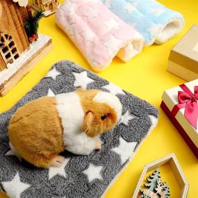img 1 attached to 🐹 Cozy 3-Piece Bed Set for Guinea Pig, Rabbit, Hamster, Squirrel, Hedgehog, and Chinchilla - Winter Sleep Pad in 3 Colors