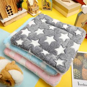 img 2 attached to 🐹 Cozy 3-Piece Bed Set for Guinea Pig, Rabbit, Hamster, Squirrel, Hedgehog, and Chinchilla - Winter Sleep Pad in 3 Colors