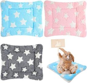 img 4 attached to 🐹 Cozy 3-Piece Bed Set for Guinea Pig, Rabbit, Hamster, Squirrel, Hedgehog, and Chinchilla - Winter Sleep Pad in 3 Colors