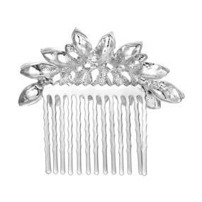 img 3 attached to Stunning White Marquise-Shape Austrian Crystal Lots Wedding Hair Comb for Bride by EVER FAITH Bridal Hair Accessories