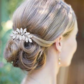 img 1 attached to Stunning White Marquise-Shape Austrian Crystal Lots Wedding Hair Comb for Bride by EVER FAITH Bridal Hair Accessories