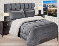 🛌 elegant comfort premium quality micromink sherpa-backing reversible down alternative comforter set, queen, grey - luxurious and heavy weight logo