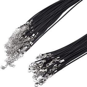 img 1 attached to 50 PCS Black Necklace Cord with Clasp: Waxed Thread, 1.5mm Braided Imitation Leather Rope for DIY Bracelets, Necklaces, and Jewelry Making