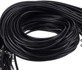 img 2 attached to 50 PCS Black Necklace Cord with Clasp: Waxed Thread, 1.5mm Braided Imitation Leather Rope for DIY Bracelets, Necklaces, and Jewelry Making