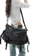 👜 versatile vintage canvas messenger bag: stylish & spacious book, laptop, and school shoulder bag for women and men logo