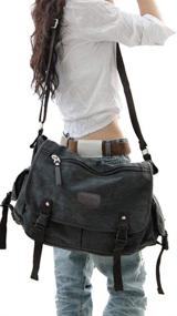 img 4 attached to 👜 Versatile Vintage Canvas Messenger Bag: Stylish & Spacious Book, Laptop, and School Shoulder Bag for Women and Men