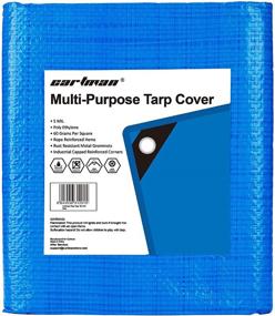 img 4 attached to 🔵 Cartman 10x12 Feet Blue Poly Tarp Cover - 60GSM Waterproof, Multi-Purpose