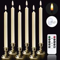 🕯️ flameless window candles with remote and timer, battery operated flickering candles with 3d wick and 6 removable suction cups, gold holder, ideal for christmas decoration, set of 6 (size: d0.8 x h10 inch) логотип