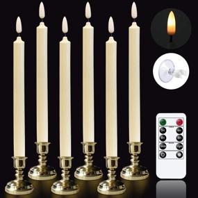 img 4 attached to 🕯️ Flameless Window Candles with Remote and Timer, Battery Operated Flickering Candles with 3D Wick and 6 Removable Suction Cups, Gold Holder, Ideal for Christmas Decoration, Set of 6 (Size: D0.8 x H10 Inch)