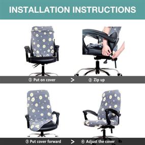img 2 attached to 🪑 Melaluxe Office Chair Cover - Universal Stretch Desk Chair Cover - Black | Size: L