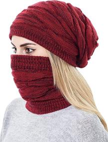 img 1 attached to 🧣 Warm Knit Winter Ski Hat and Scarf Set for Women - Slouchy Beanie with Fleece Lining