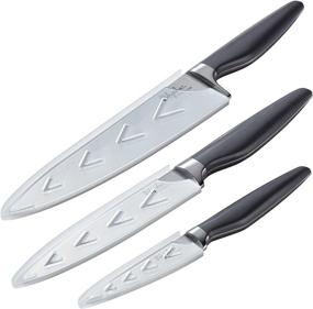 img 2 attached to 🔪 Набор ножей Ayesha Curry Cutlery из японской нержавеющей стали: поварской 8-дюймовый нож, утилитарный 6-дюймовый нож, пелинг 3,5-дюймовый нож в угольно-сером цвете с чехлами - первоклассные кухонные ножи для высокой производительности