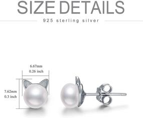 img 2 attached to 🌙 Zoeniya Moon Cat Bunny Dandelion Earrings: Sterling Silver Studs with Pearl, Ideal Jewelry Gift for Women, Teens, and Mothers