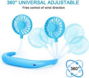 img 2 attached to 🌀 USB Rechargeable Hand-Free Personal Hanging Neck Sports Fan - Portable Neck Fan with 3 Adjustable Speeds, 360 Degree Rotation for Traveling, Sports, Office, Reading - Wearable Cooling Head Fan