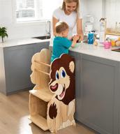 🦁 max & me adjustable lion toddler kitchen stool helper – safe montessori stool and counter stand for toddlers, ideal for learning and baking logo
