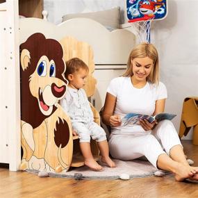 img 1 attached to 🦁 Max & Me Adjustable Lion Toddler Kitchen Stool Helper – Safe Montessori Stool and Counter Stand for Toddlers, Ideal for Learning and Baking