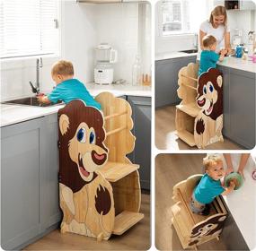 img 2 attached to 🦁 Max & Me Adjustable Lion Toddler Kitchen Stool Helper – Safe Montessori Stool and Counter Stand for Toddlers, Ideal for Learning and Baking