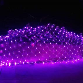 img 4 attached to 🎄 RENUS 10x6.5Ft 320 LED Net Lights Indoor String Lights Party Christmas Xmas Wedding Home Garden Decorations 8 Modes for Flashing in Purple