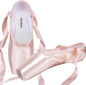 img 4 attached to WENDYWU Professional Ballet Slipper Dance Shoe: Pink Pointe Shoes with Toe Pad Protector for Girls and Women