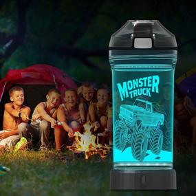 img 2 attached to 🚚 Lightzz Kids Water Bottle: Glowing Monster Truck LED Light, BPA Free, 14 OZ Tritan - Ideal Travel Cup for Boys, School, Camping & Holiday Picnics