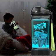 🚚 lightzz kids water bottle: glowing monster truck led light, bpa free, 14 oz tritan - ideal travel cup for boys, school, camping & holiday picnics logo